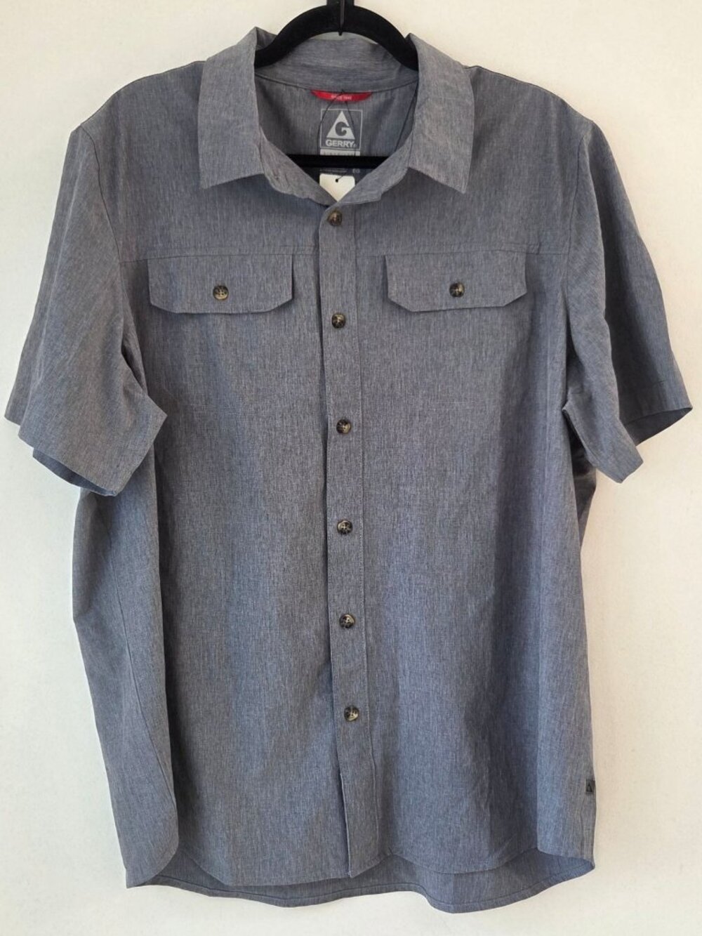 NWT Gerry Performance Wear Blue Short Sleeve Button Down Shirt Men's XL